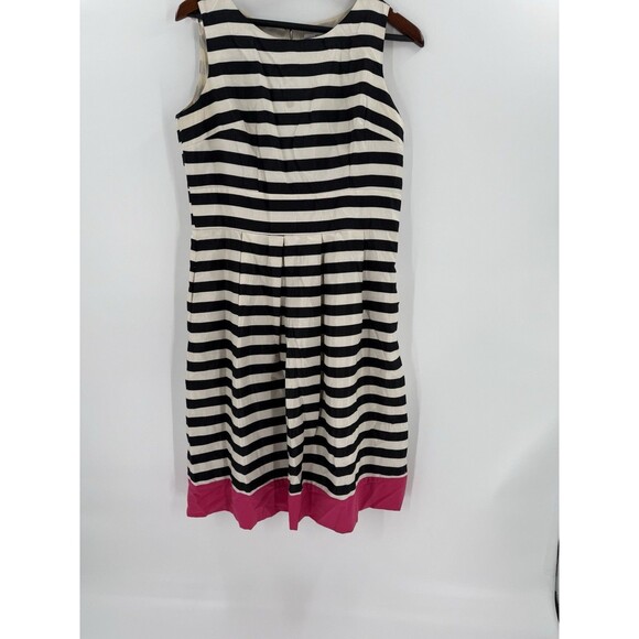 CHANCELLE DRESS BLACK WHITE STRIPED PINK BOTTOM SIZE 8 SLEEVELESS DRESS - Picture 3 of 9